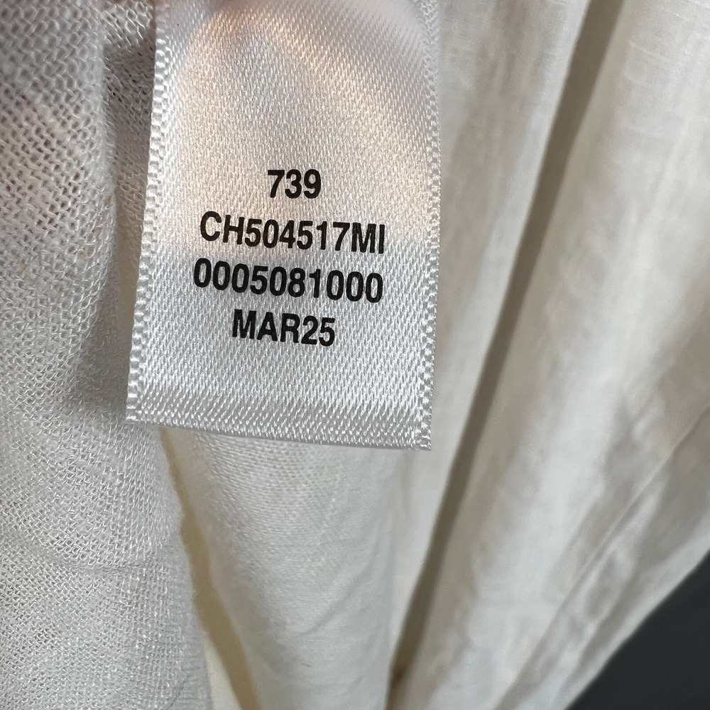 Chelsea28 Smocked Tiered Maxi Dress‎ Womens L Linen Blend White Milkmaid NWT - Picture 8 of 11